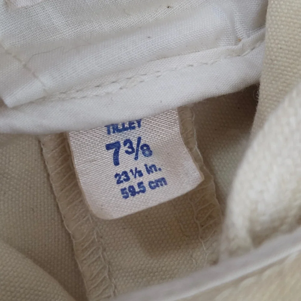 Vintage Tilley Boonie Hat Cream Canvas Snap Up 7 3/8 Brim Safari Sun Bucket Hat
